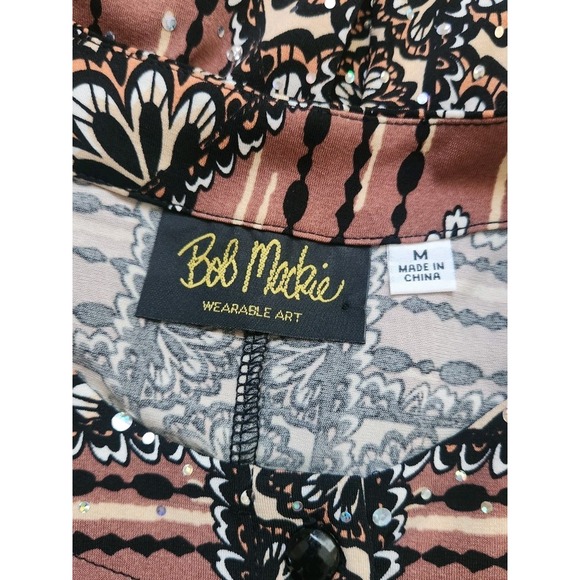Bob Mackie Sequin Long-Sleeved Button-Down Blouse Size M Geometric Wearable Art - Picture 4 of 8